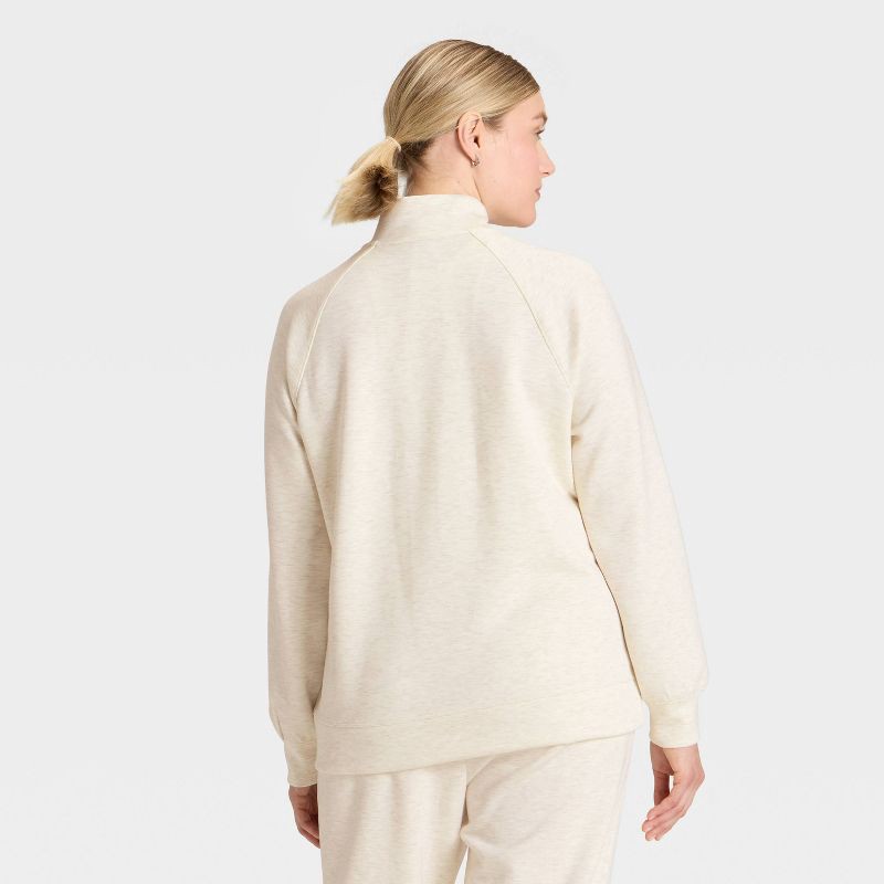 slide 5 of 5, Women's Airy Sleek Legging Friendly Half Zip Sweatshirt - All In Motion™ Heathered Cream M, 1 ct