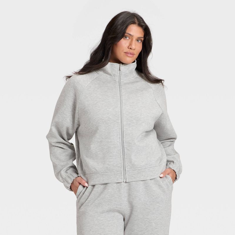 slide 5 of 5, Women's Airy Sleek Full Zip Jacket - All In Motion™ Heathered Gray XS, 1 ct