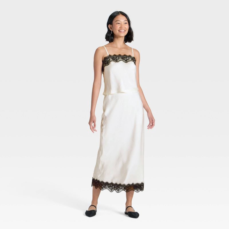 slide 3 of 3, Women's Lace Trim Cami Top - A New Day™ Cream XL, 1 ct