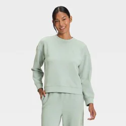 Women's Airy Sleek Ribbed Crewneck Sweatshirt - All In Motion™ Sage Green M