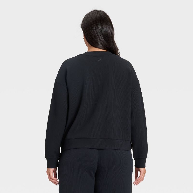 slide 5 of 5, Women's Airy Sleek Ribbed Crewneck Sweatshirt - All In Motion™ Black M, 1 ct