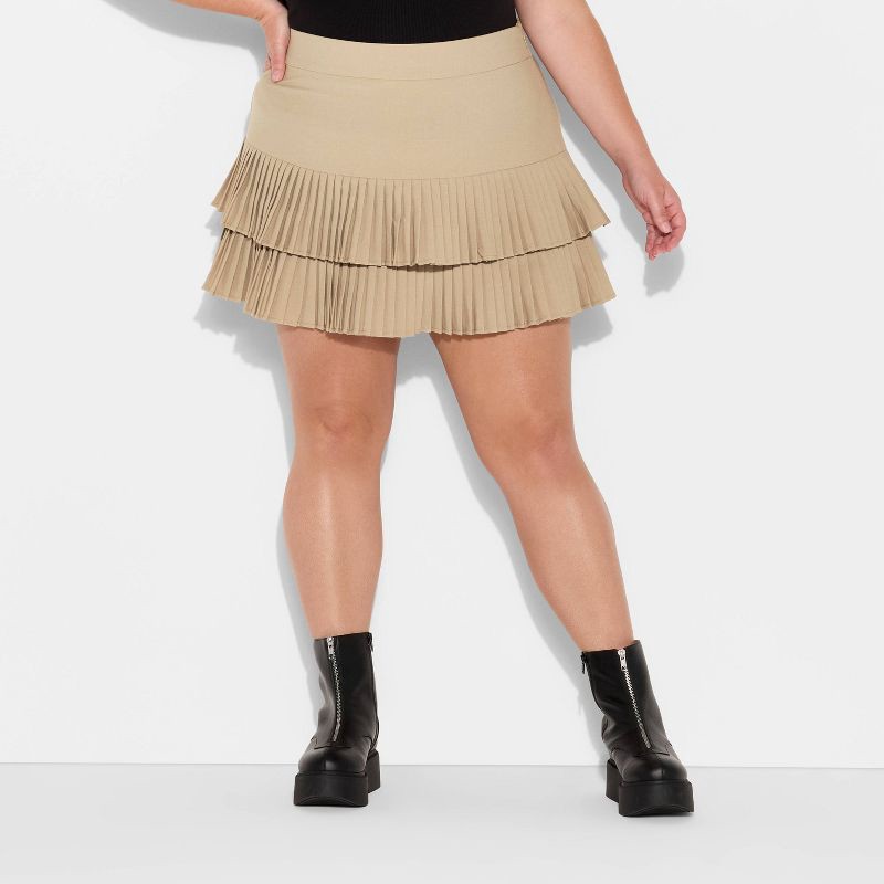 slide 3 of 3, Women's Mini Drop-Waist Pleated A-Line Skirt - Wild Fable™ Tan XXL, 1 ct