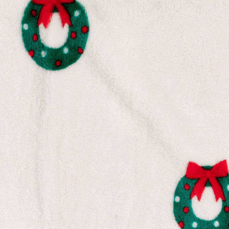 slide 5 of 5, Christmas Wreath Plush Throw Blanket Ivory/Green/Red - Wondershop™, 1 ct