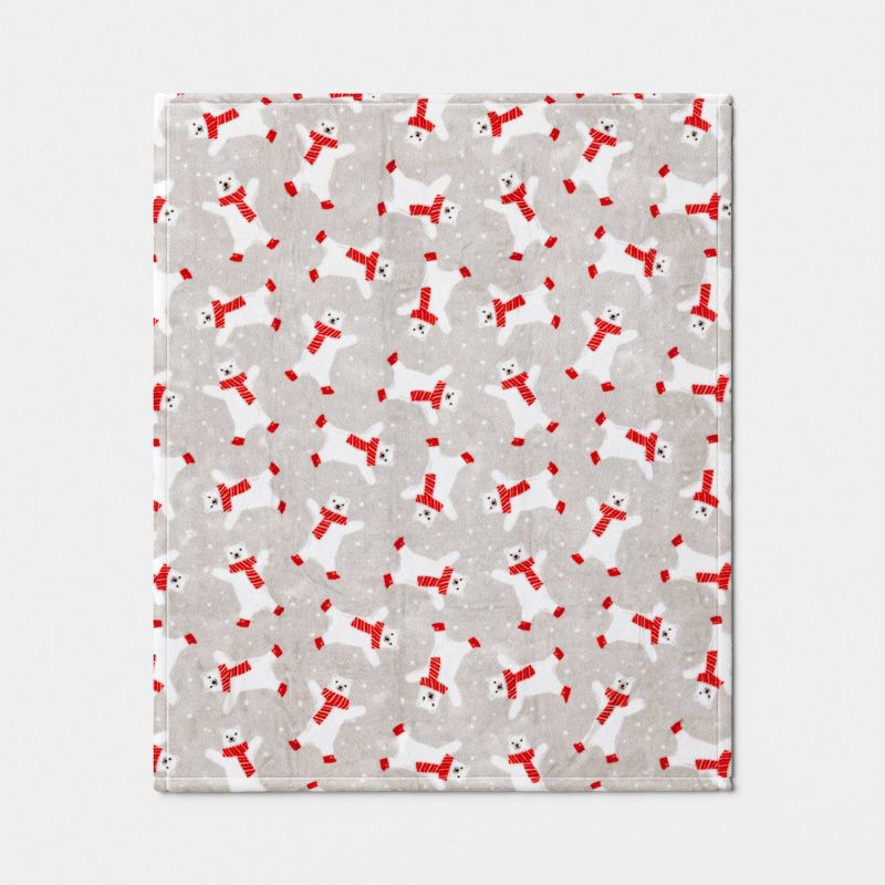 slide 3 of 5, Christmas Beary The Bear Throw Blanket Gray/White/Red - Wondershop™, 1 ct