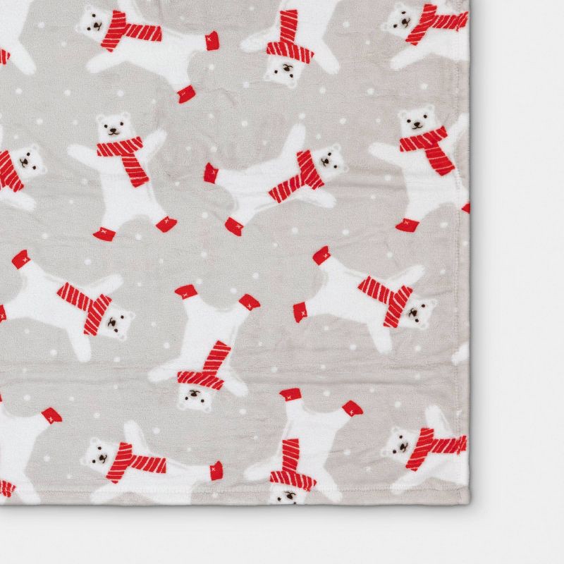 slide 4 of 5, Christmas Beary The Bear Throw Blanket Gray/White/Red - Wondershop™, 1 ct