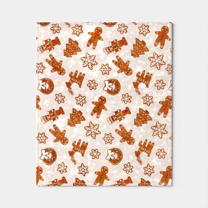 slide 3 of 5, Christmas Gingerbread Cookies Plush Throw Blanket - Wondershop™, 1 ct