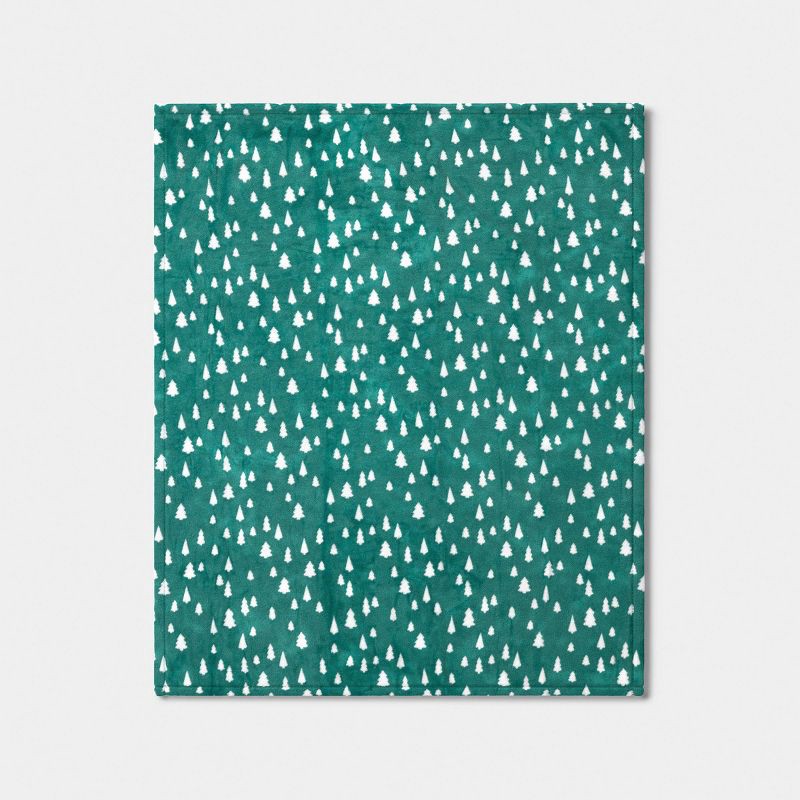 slide 3 of 5, Christmas Trees Plush Throw Blanket - Wondershop™, 1 ct
