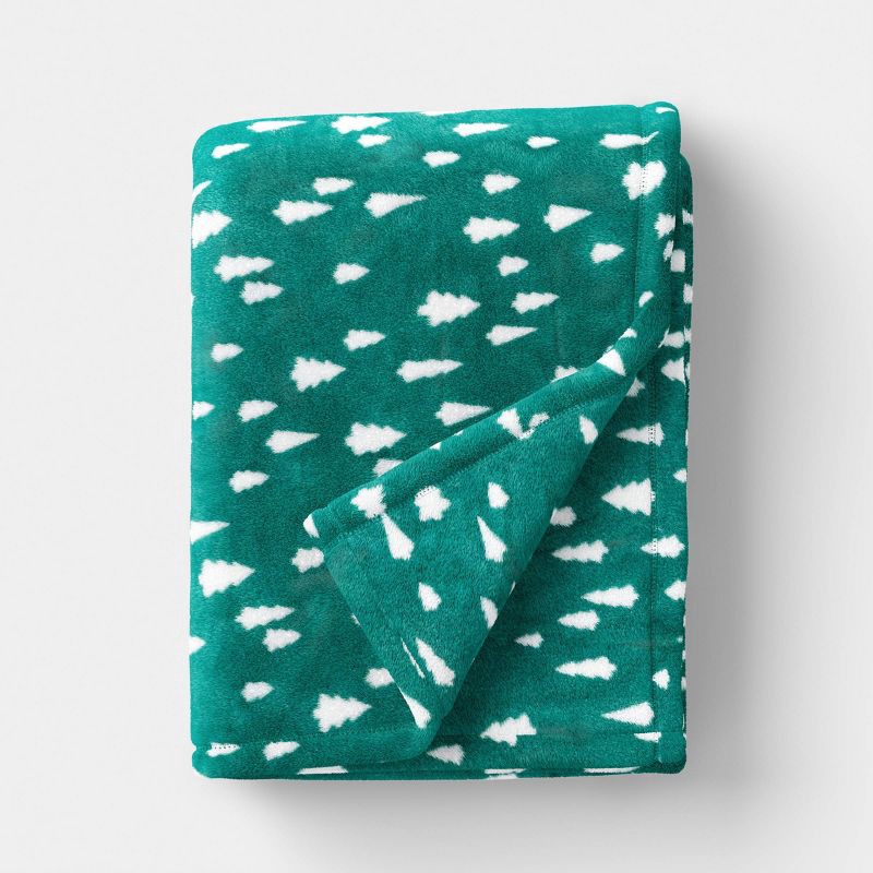 slide 1 of 5, Christmas Trees Plush Throw Blanket - Wondershop™, 1 ct