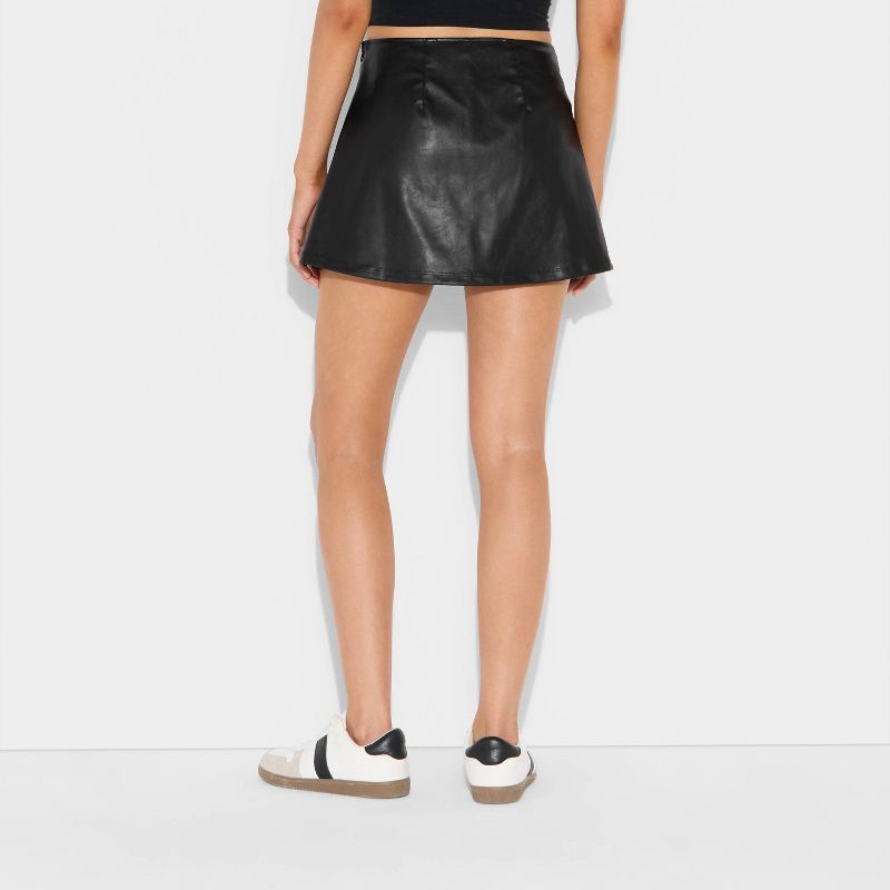 slide 3 of 3, Women's High-Rise Faux Leather A-Line Skort - Wild Fable™ Black XL, 1 ct