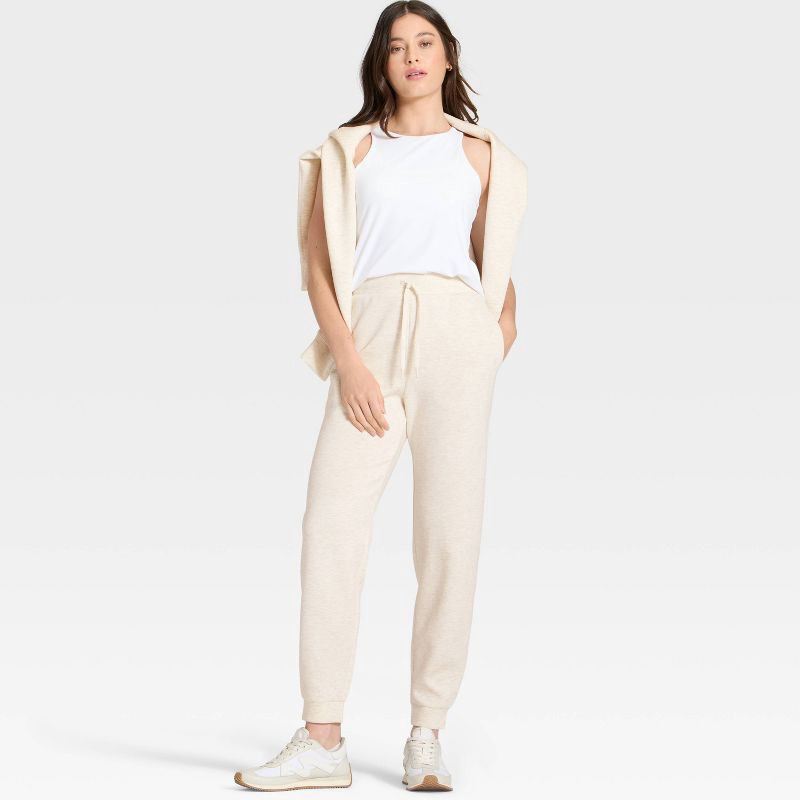 slide 3 of 5, Women's Airy Sleek Jogger Sweatpants - All In Motion™ Heathered Cream XL, 1 ct