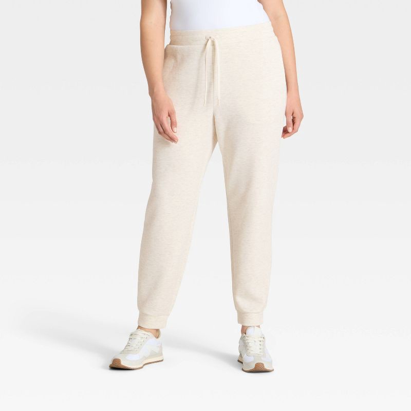 slide 4 of 5, Women's Airy Sleek Jogger Sweatpants - All In Motion™ Heathered Cream XL, 1 ct