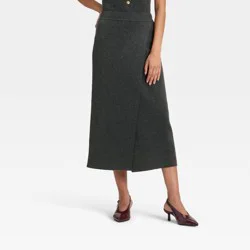 Women's Wrap Column Midi Skirt - A New Day™ Charcoal XL