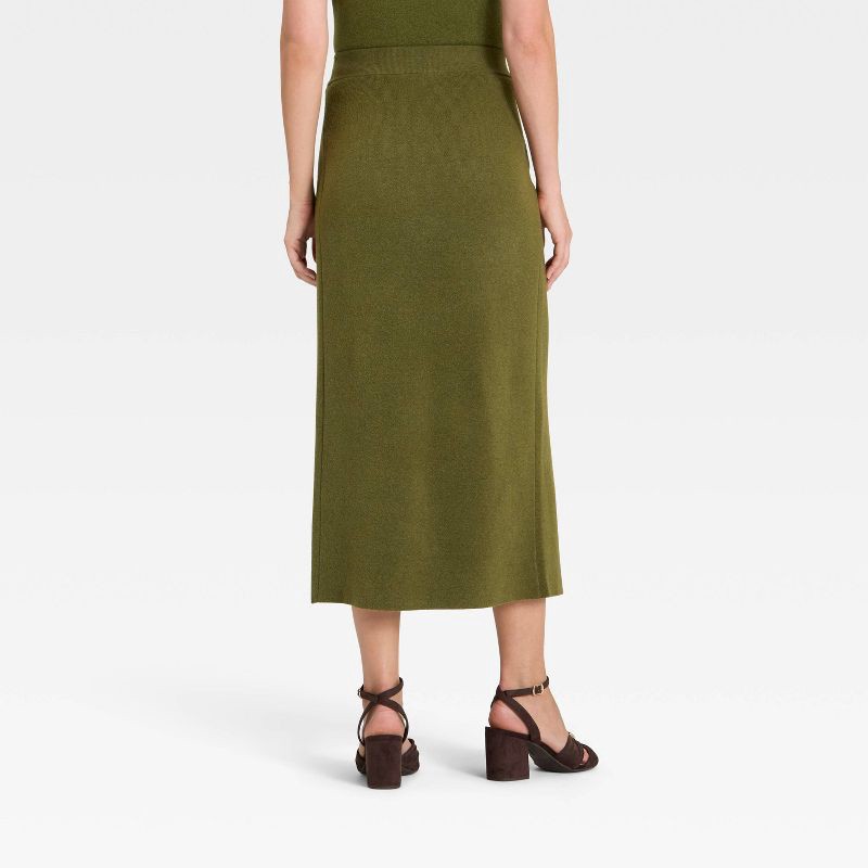 slide 2 of 3, Women's Wrap Column Midi Skirt - A New Day™ Olive XS, 1 ct