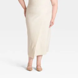 Women's Wrap Column Midi Skirt - A New Day™ Oatmeal XXL