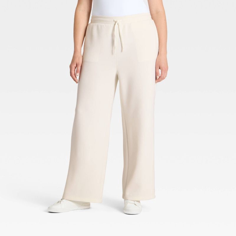 slide 4 of 5, Women's Airy Sleek Wide Leg Sweatpants - All In Motion™ Cream S, 1 ct