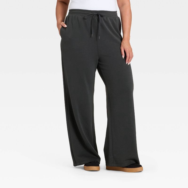 slide 4 of 5, Women's Airy Sleek Wide Leg Sweatpants - All In Motion™ Black S, 1 ct
