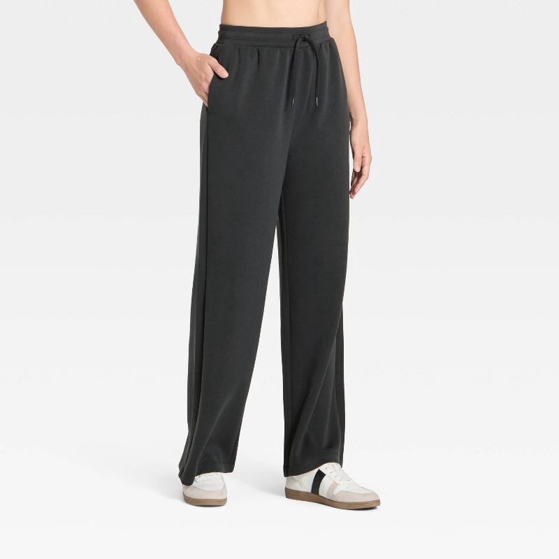 slide 1 of 5, Women's Airy Sleek Wide Leg Sweatpants - All In Motion™ Black M, 1 ct
