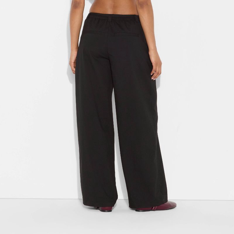 slide 3 of 3, Women's Mid-Rise Waist Tie Slouchy Wide Leg Trousers - Wild Fable™ Black L, 1 ct