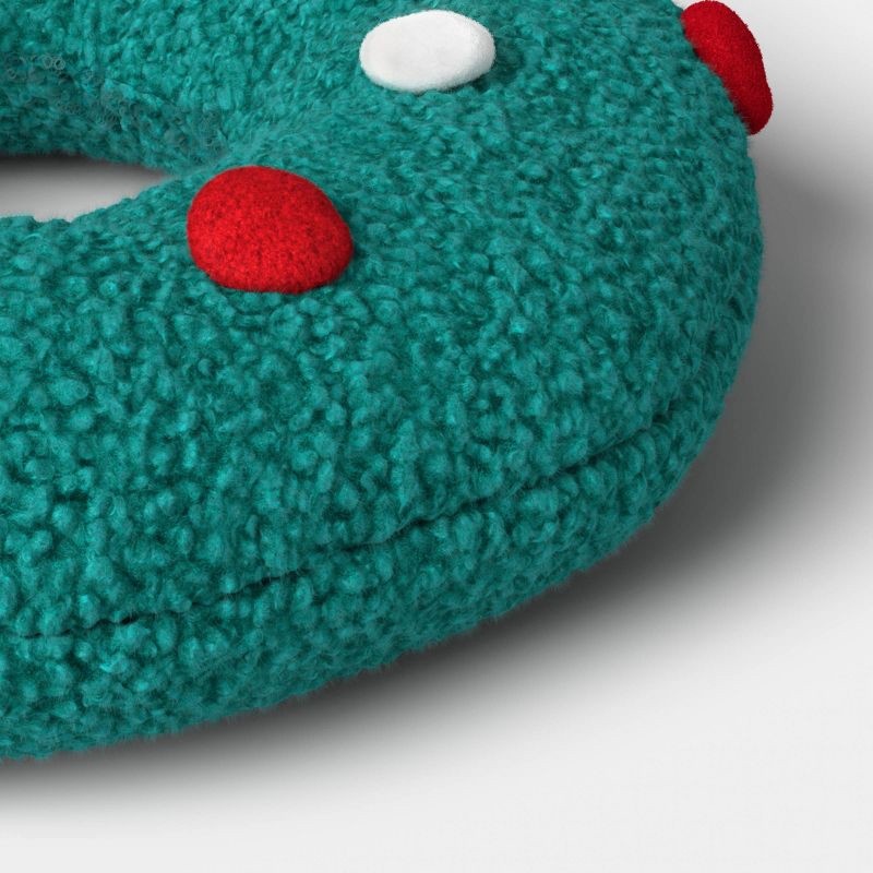 slide 4 of 4, Christmas Wreath Throw Pillow Green/Red/White - Wondershop™, 1 ct