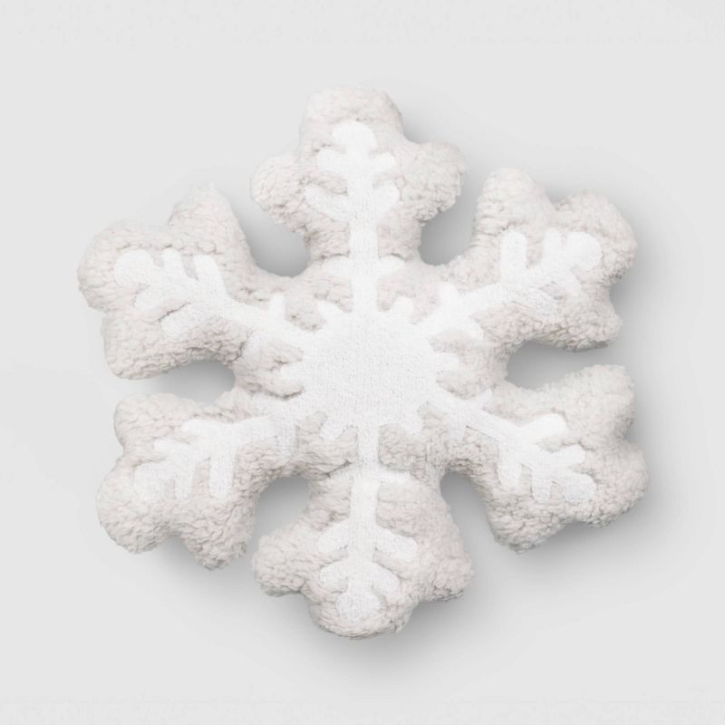 slide 1 of 4, Christmas Snowflake Throw Pillow White/Gray - Wondershop™, 1 ct