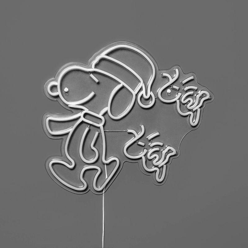 slide 4 of 5, Peanuts 15" Snoopy with Woodstock Flying Hanging Neon Sign, 1 ct