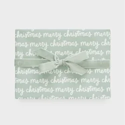 Sugar Paper + Target 118"x30" 'Merry Christmas' Script Wrapping Paper Green/White - Sugar Paper™ + Target
