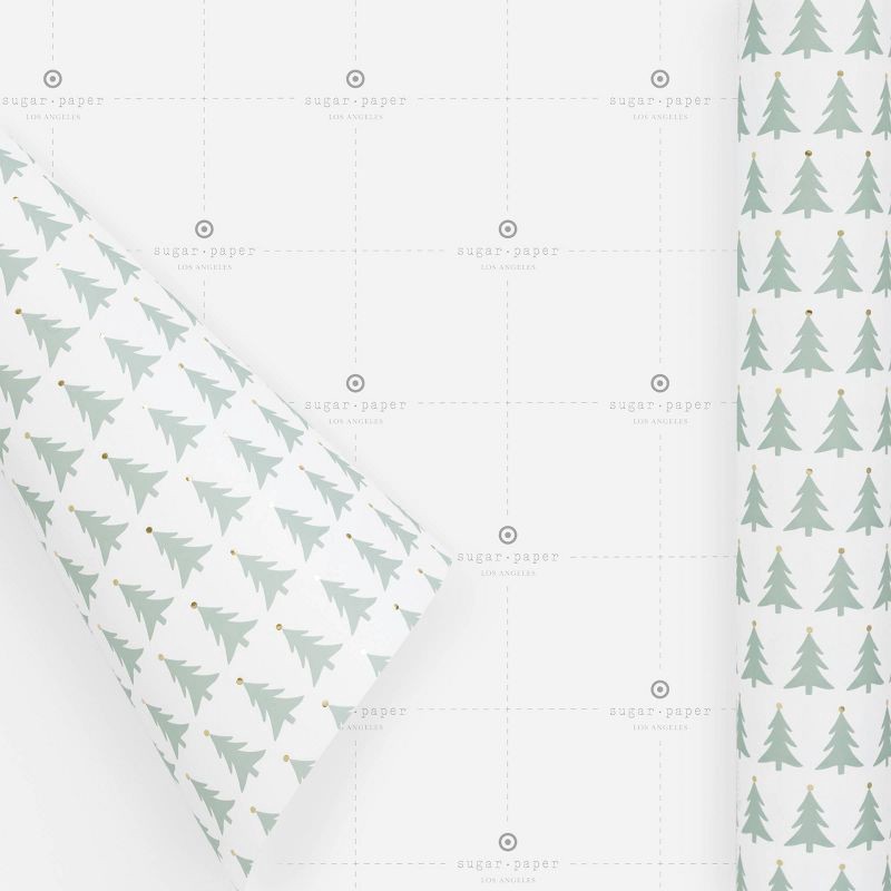 slide 2 of 4, Sugar Paper + Target 118"x30" Christmas Tree Foil Dot Wrapping Paper Green/White/Gold - Sugar Paper™ + Target, 1 ct