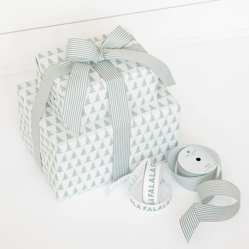 slide 4 of 4, Sugar Paper + Target 118"x30" Christmas Tree Foil Dot Wrapping Paper Green/White/Gold - Sugar Paper™ + Target, 1 ct