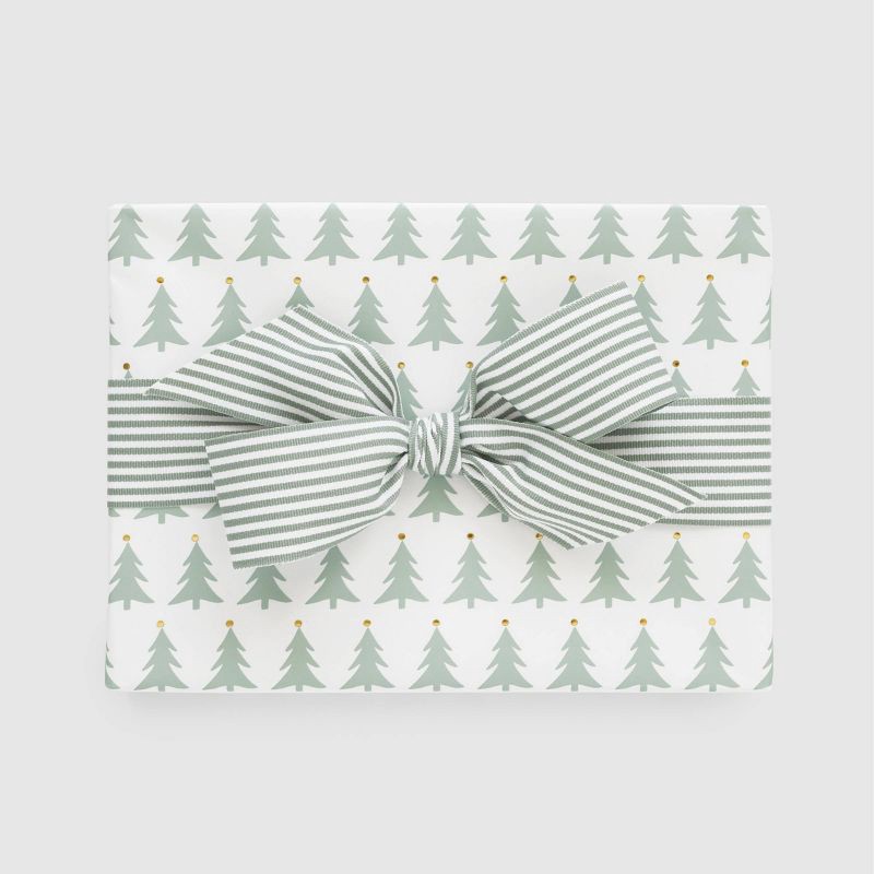 slide 1 of 4, Sugar Paper + Target 118"x30" Christmas Tree Foil Dot Wrapping Paper Green/White/Gold - Sugar Paper™ + Target, 1 ct