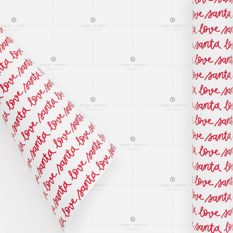 slide 2 of 3, Sugar Paper + Target 118"x30" 'Love Santa' Script Christmas Wrapping Paper Red/White - Sugar Paper™ + Target, 1 ct