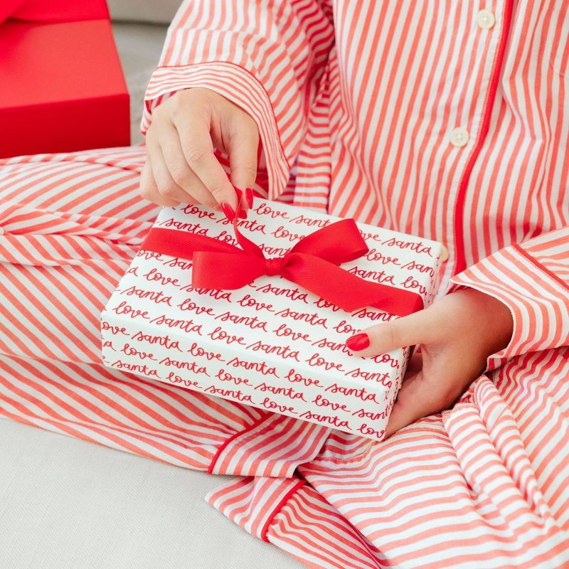 slide 3 of 3, Sugar Paper + Target 118"x30" 'Love Santa' Script Christmas Wrapping Paper Red/White - Sugar Paper™ + Target, 1 ct