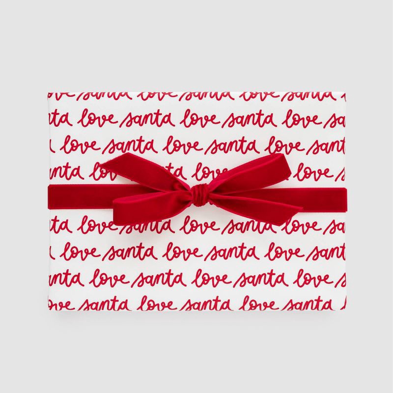slide 1 of 3, Sugar Paper + Target 118"x30" 'Love Santa' Script Christmas Wrapping Paper Red/White - Sugar Paper™ + Target, 1 ct
