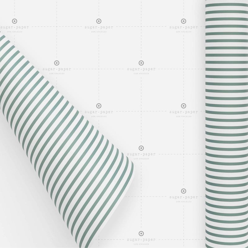 slide 2 of 5, Sugar Paper + Target 118"x30" Christmas Pinstripe Wrapping Paper Green/White - Sugar Paper™ + Target, 1 ct