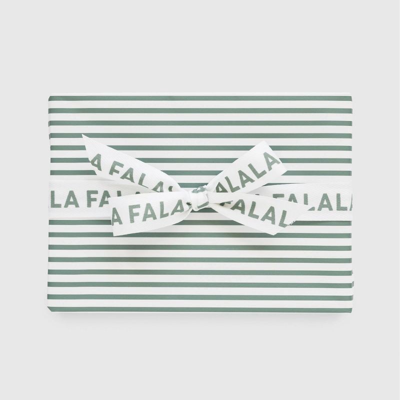 slide 1 of 5, Sugar Paper + Target 118"x30" Christmas Pinstripe Wrapping Paper Green/White - Sugar Paper™ + Target, 1 ct