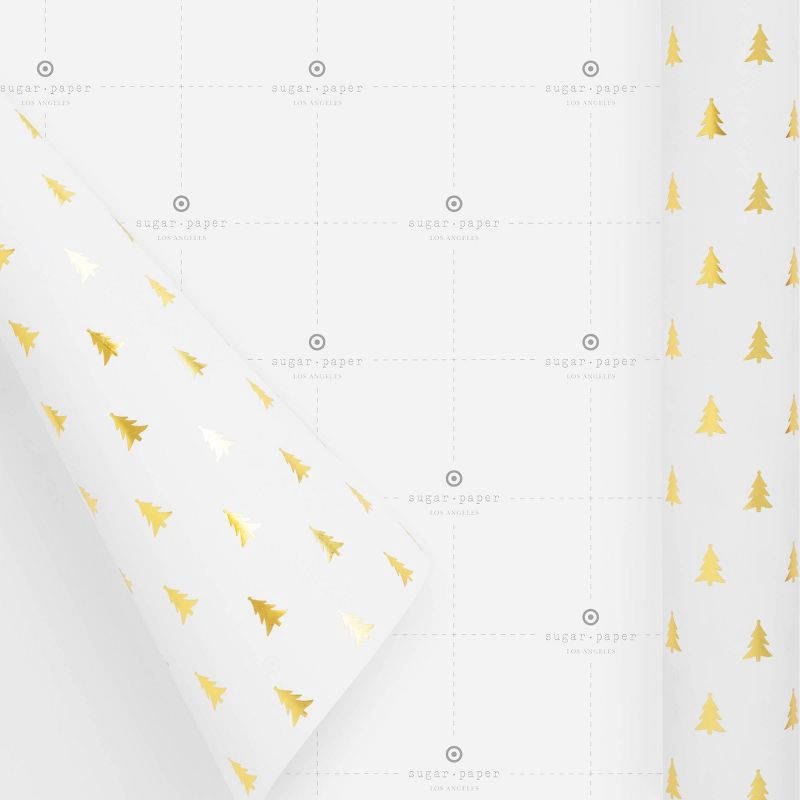 slide 2 of 3, Sugar Paper + Target 118"x30" Foil Tree Christmas Wrapping Paper White/Gold - Sugar Paper™ + Target, 1 ct