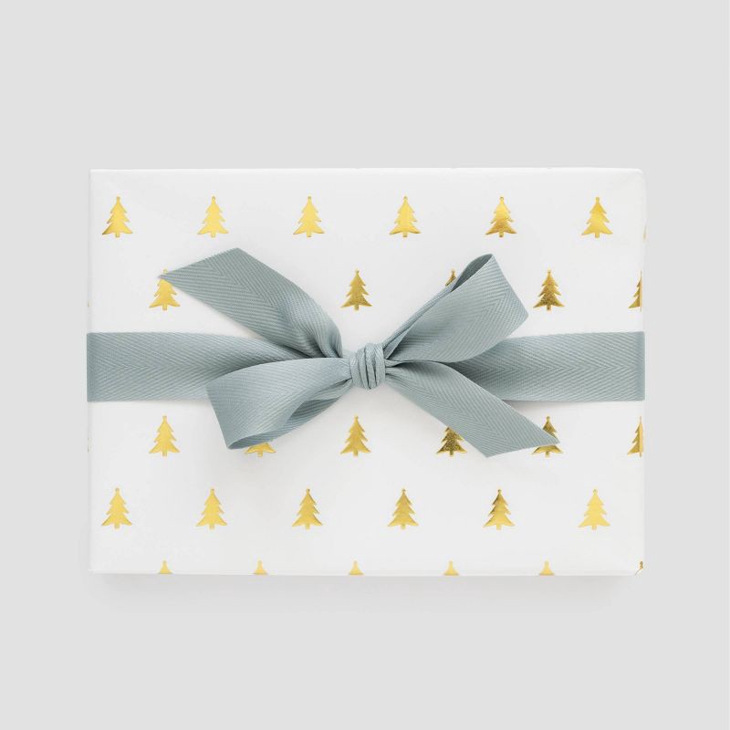 slide 1 of 3, Sugar Paper + Target 118"x30" Foil Tree Christmas Wrapping Paper White/Gold - Sugar Paper™ + Target, 1 ct