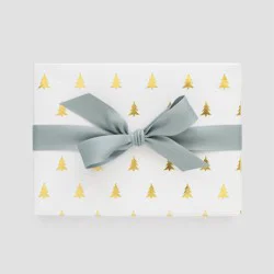 Sugar Paper + Target 118"x30" Foil Tree Christmas Wrapping Paper White/Gold - Sugar Paper™ + Target