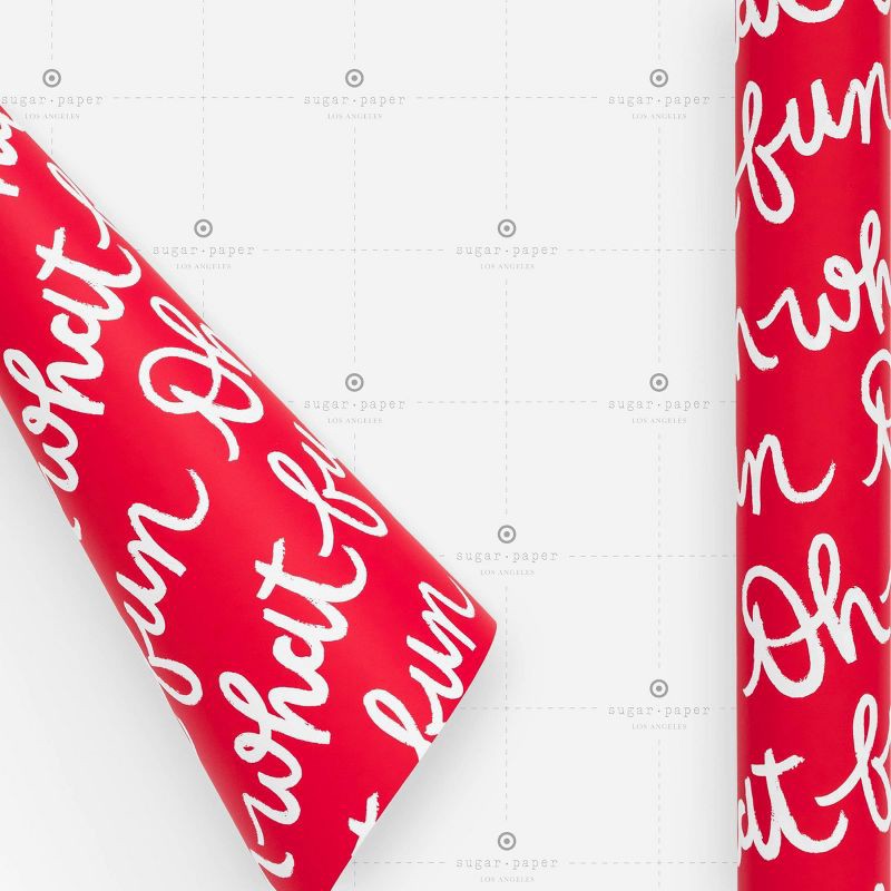 slide 2 of 3, Sugar Paper + Target 118"x30" 'Oh What Fun' Christmas Wrapping Paper Red/White - Sugar Paper™ + Target, 1 ct