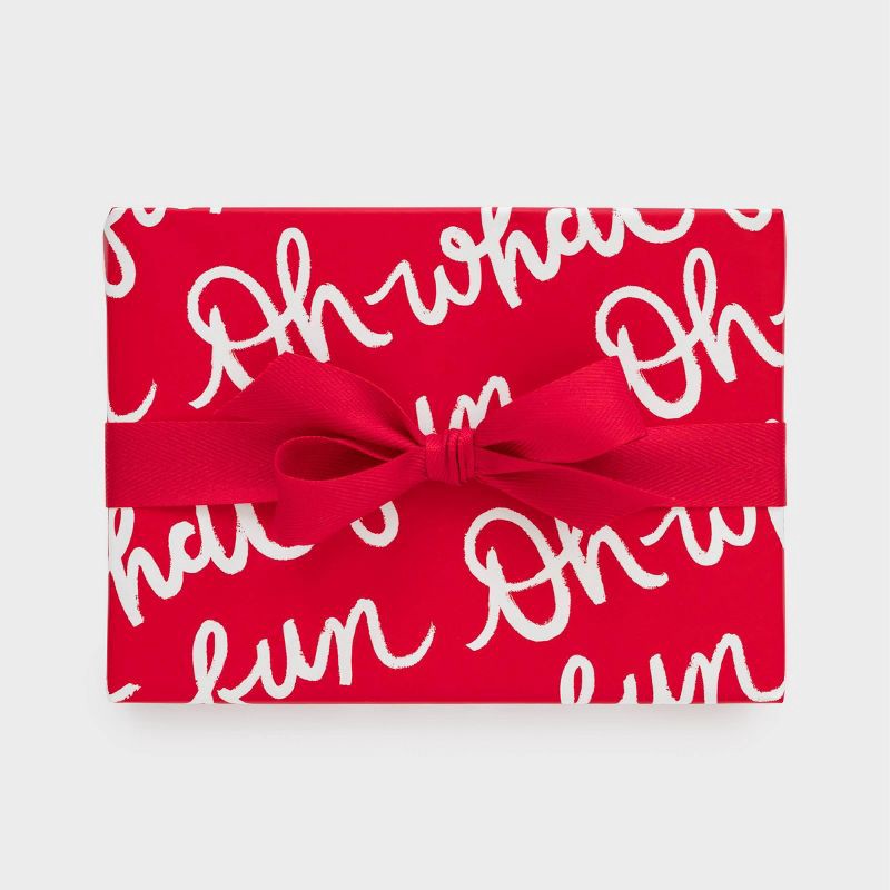 slide 1 of 3, Sugar Paper + Target 118"x30" 'Oh What Fun' Christmas Wrapping Paper Red/White - Sugar Paper™ + Target, 1 ct