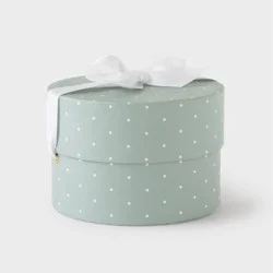 Sugar Paper + Target 6" Petite Round Polka Dot Christmas Gift Box with Bow Green/White - Sugar Paper™ + Target