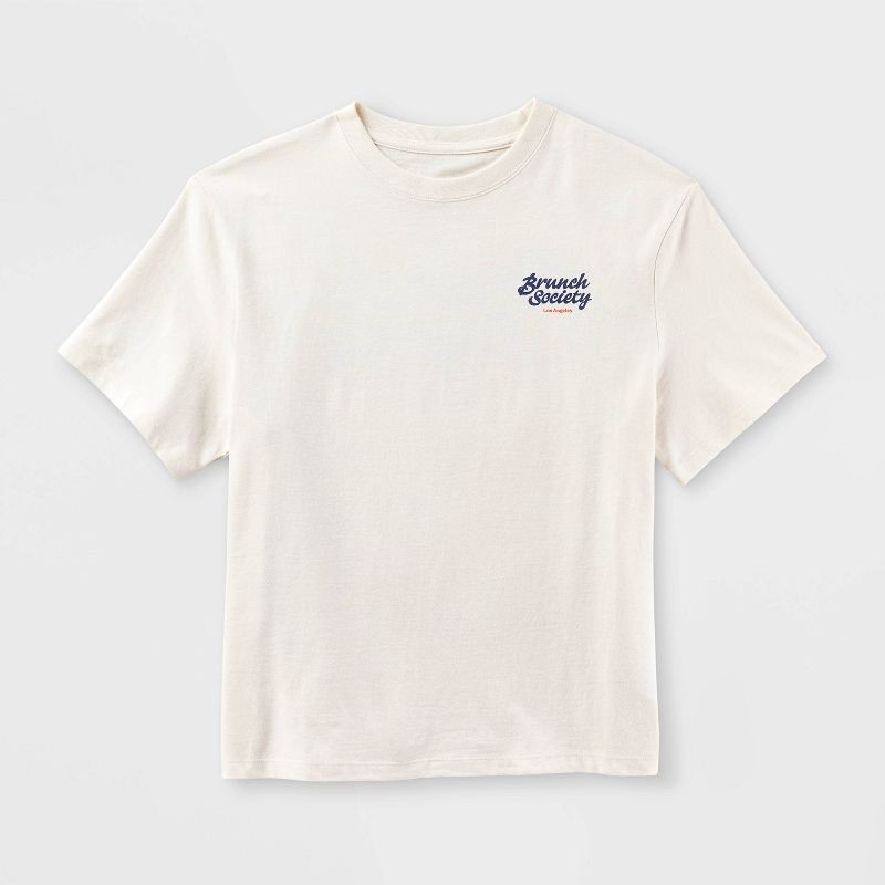 slide 4 of 4, Women's Short Sleeve Crewneck Graphic T-Shirt - Wild Fable™ Off-White Food M, 1 ct