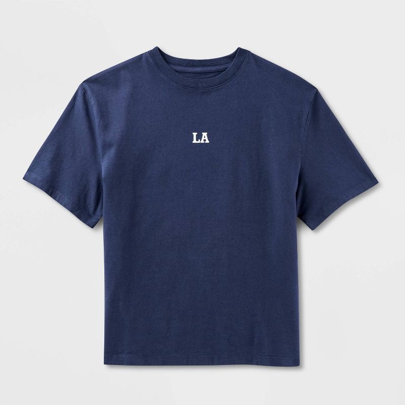 slide 4 of 4, Women's Short Sleeve Crewneck Graphic T-Shirt - Wild Fable™ Navy Blue Letters XL, 1 ct