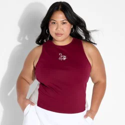 Women's Roundneck Tank Top - Wild Fable™ Burgundy Birds XXL