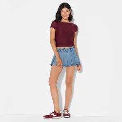 Women's Short Sleeve Boatneck Synthetic T-Shirt - Wild Fable™ Burgundy XL