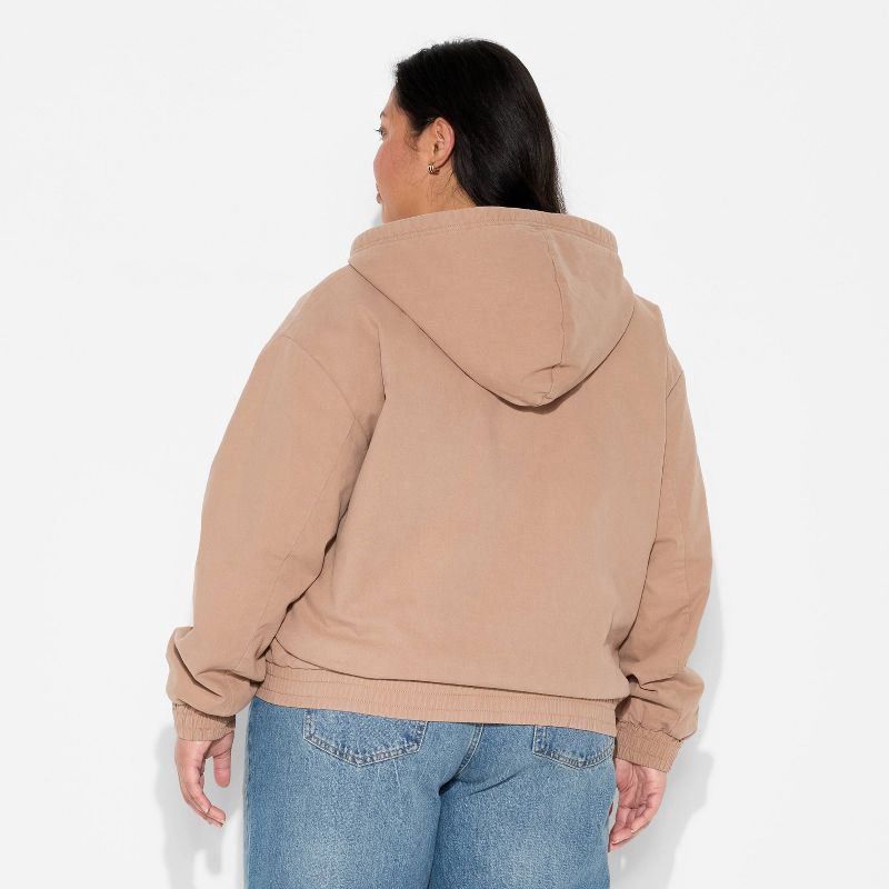 slide 3 of 3, Women's Canvas Hooded Utility Jacket - Wild Fable™ Brown XXL, 1 ct