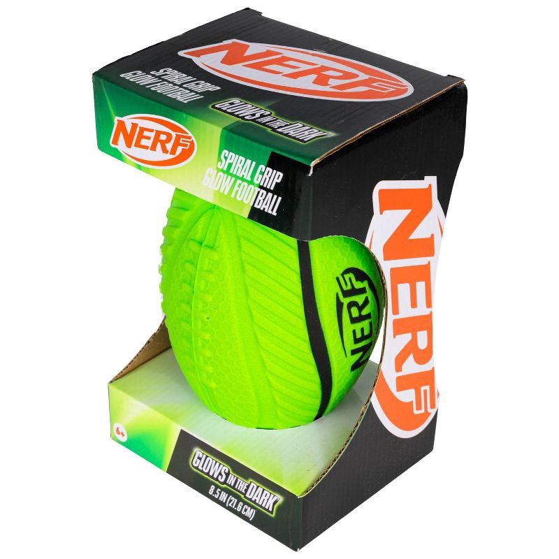 slide 2 of 4, NERF Nerf 8.5" Foam Glow Football - Green, 1 ct
