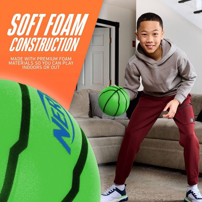 slide 5 of 10, NERF Quiet Court Mini Basketball - Green, 1 ct