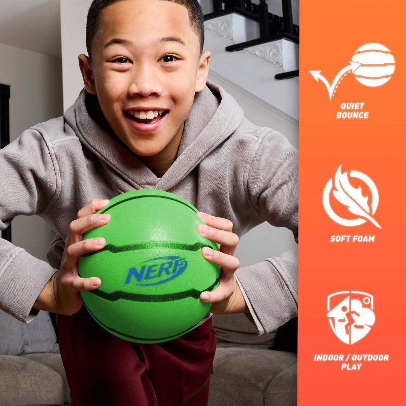 slide 6 of 10, NERF Quiet Court Mini Basketball - Green, 1 ct