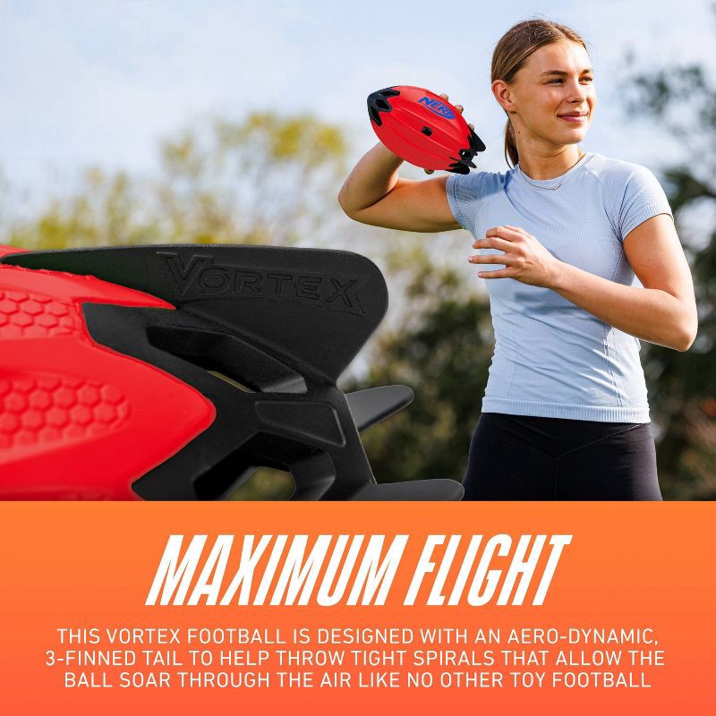 slide 12 of 13, NERF Vortex Rocket - Red: Polyurethane Shell Football for Kids 6+, 1 ct