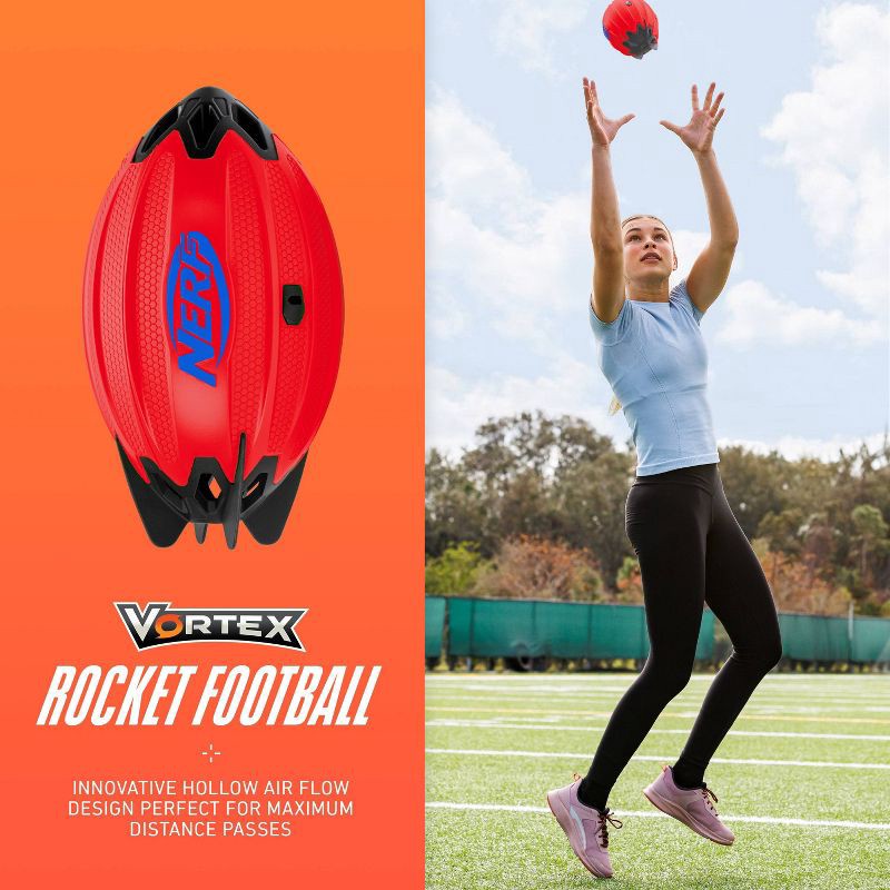 slide 13 of 13, NERF Vortex Rocket - Red: Polyurethane Shell Football for Kids 6+, 1 ct